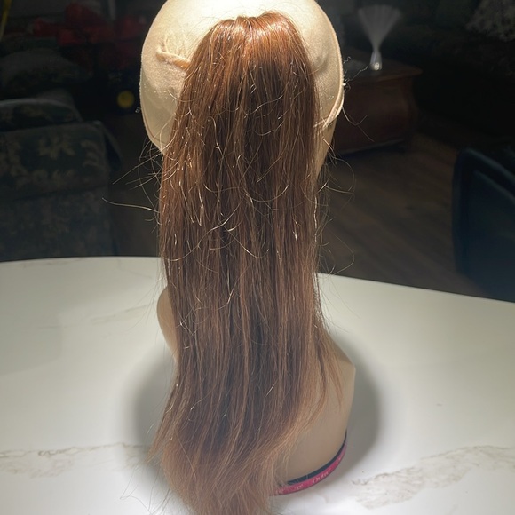 💯% 16” HUMAN Ponytail Claw Clip and Drawstring, Straight, Medium Brown - Picture 1 of 7